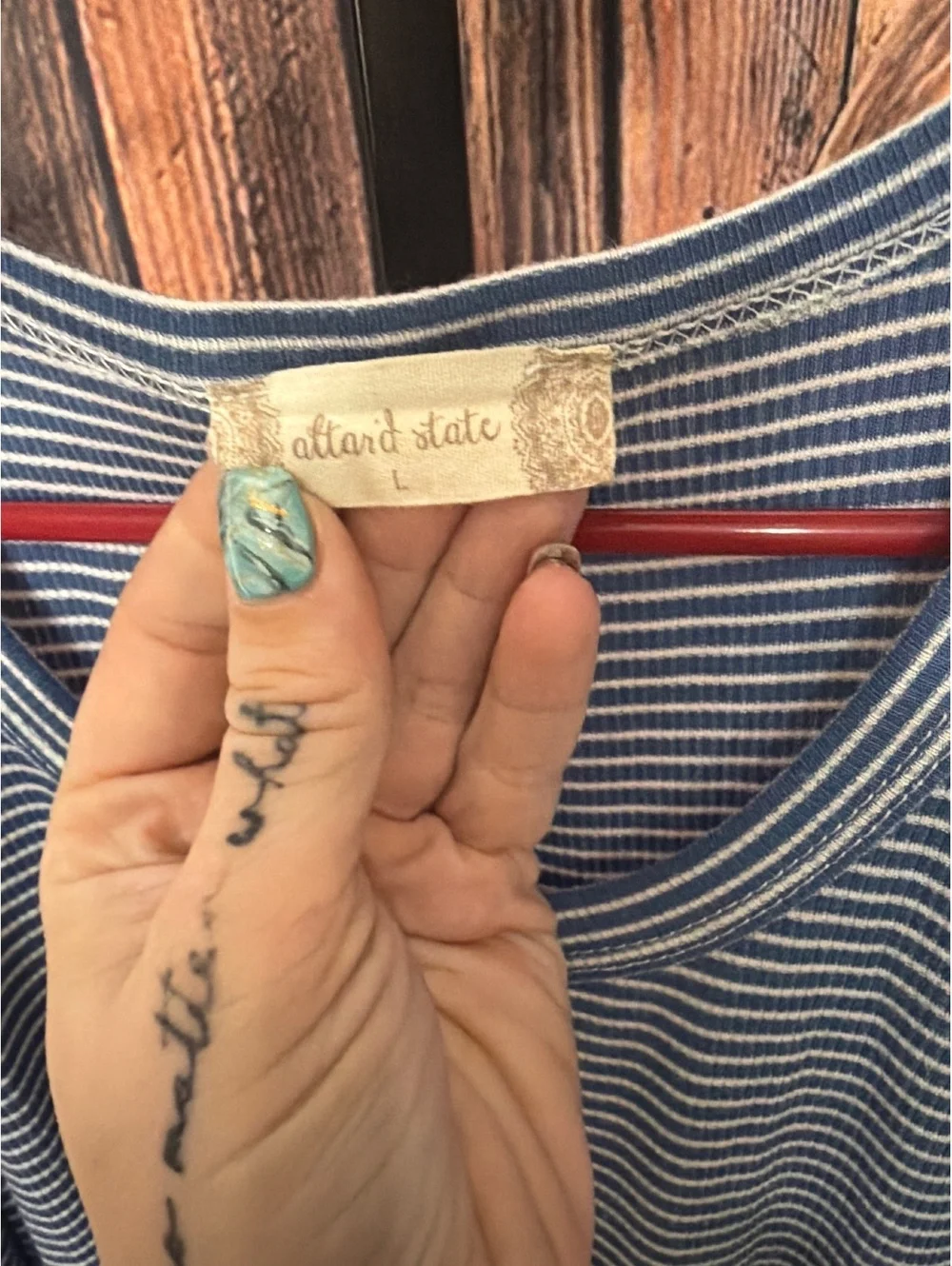 Altard State Blue and White Striped Cold Shoulder Dress Size L